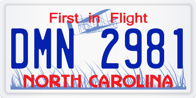NC license plate DMN2981