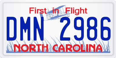 NC license plate DMN2986