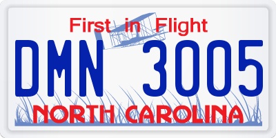 NC license plate DMN3005