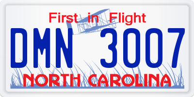 NC license plate DMN3007