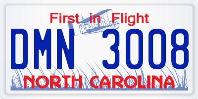 NC license plate DMN3008