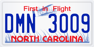 NC license plate DMN3009