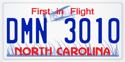 NC license plate DMN3010