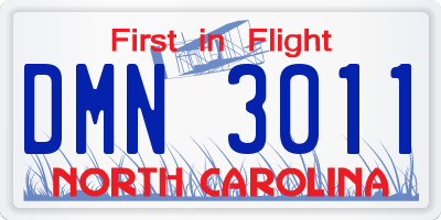 NC license plate DMN3011