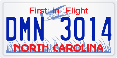 NC license plate DMN3014