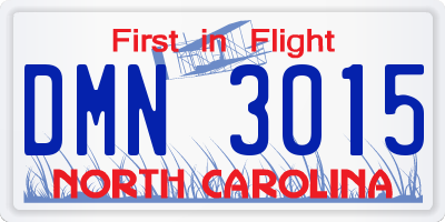 NC license plate DMN3015