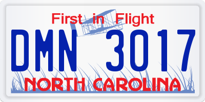 NC license plate DMN3017