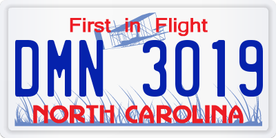 NC license plate DMN3019