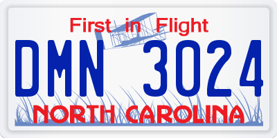 NC license plate DMN3024