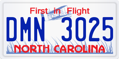 NC license plate DMN3025