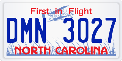 NC license plate DMN3027