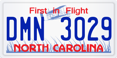 NC license plate DMN3029