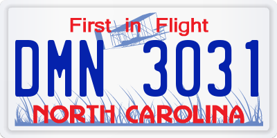 NC license plate DMN3031