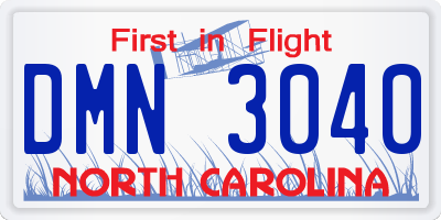 NC license plate DMN3040