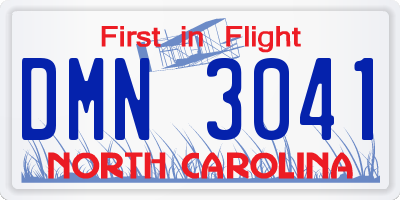 NC license plate DMN3041