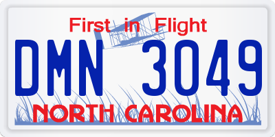 NC license plate DMN3049