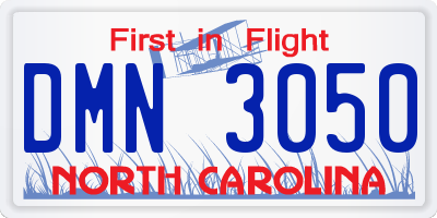 NC license plate DMN3050