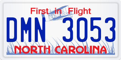 NC license plate DMN3053