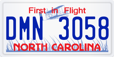 NC license plate DMN3058