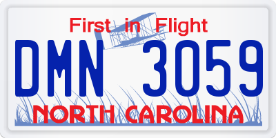 NC license plate DMN3059