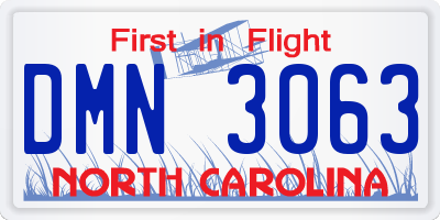 NC license plate DMN3063