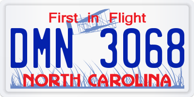 NC license plate DMN3068