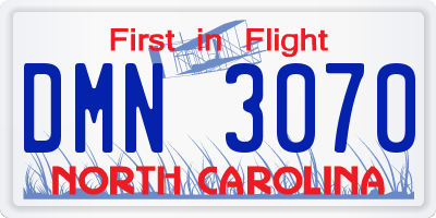 NC license plate DMN3070