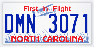 NC license plate DMN3071