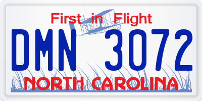 NC license plate DMN3072