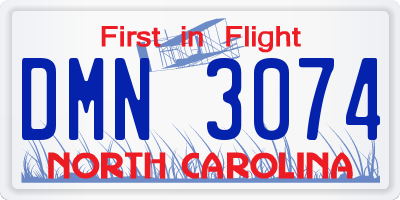 NC license plate DMN3074