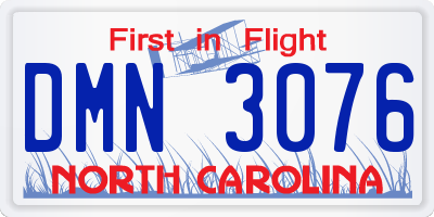 NC license plate DMN3076