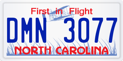 NC license plate DMN3077