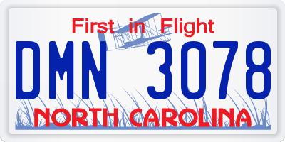 NC license plate DMN3078