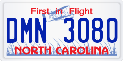 NC license plate DMN3080