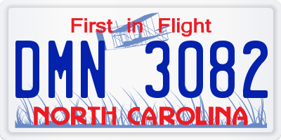 NC license plate DMN3082