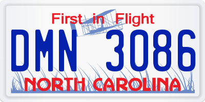 NC license plate DMN3086