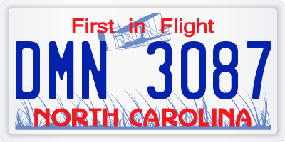 NC license plate DMN3087