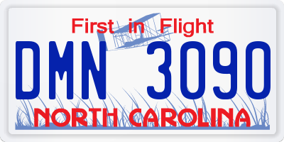 NC license plate DMN3090