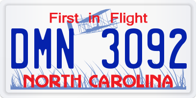 NC license plate DMN3092