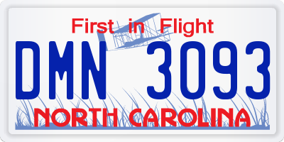 NC license plate DMN3093