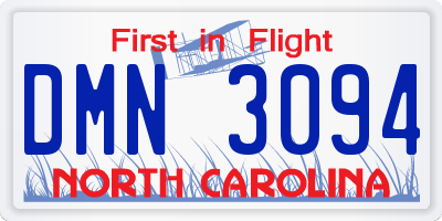 NC license plate DMN3094