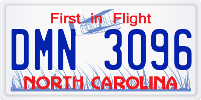 NC license plate DMN3096