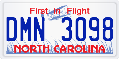 NC license plate DMN3098