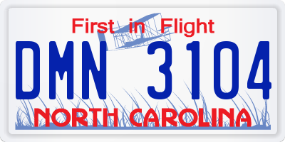 NC license plate DMN3104