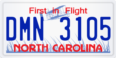 NC license plate DMN3105