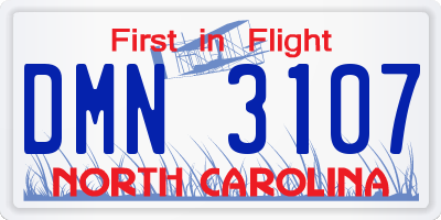 NC license plate DMN3107