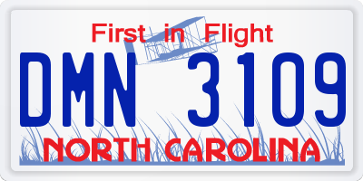 NC license plate DMN3109