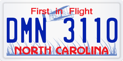 NC license plate DMN3110