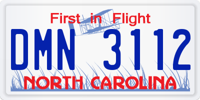 NC license plate DMN3112