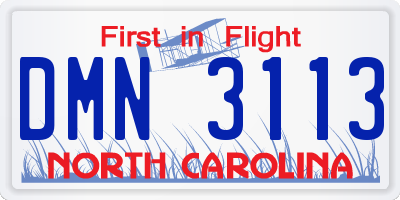 NC license plate DMN3113